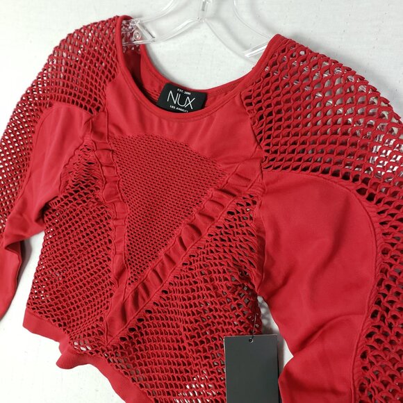 NWT Nux Active All Net Long Sleeve Top in Crimson size M/L Athleisure Yoga Gym - Picture 4 of 16